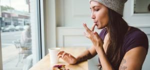 A confident women - woman drinking coffee