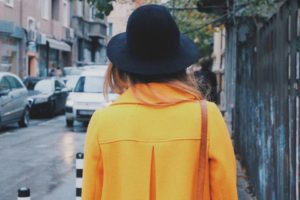 The first year of college - girl walking down the streets 