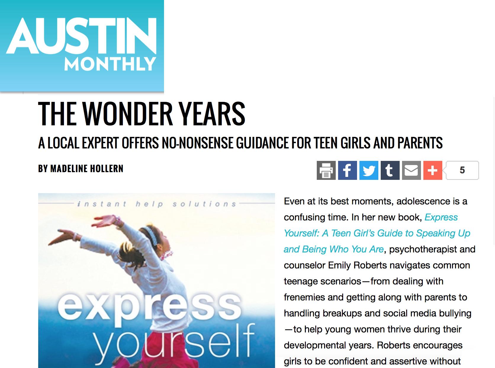 Emily Roberts in Austin Monthly