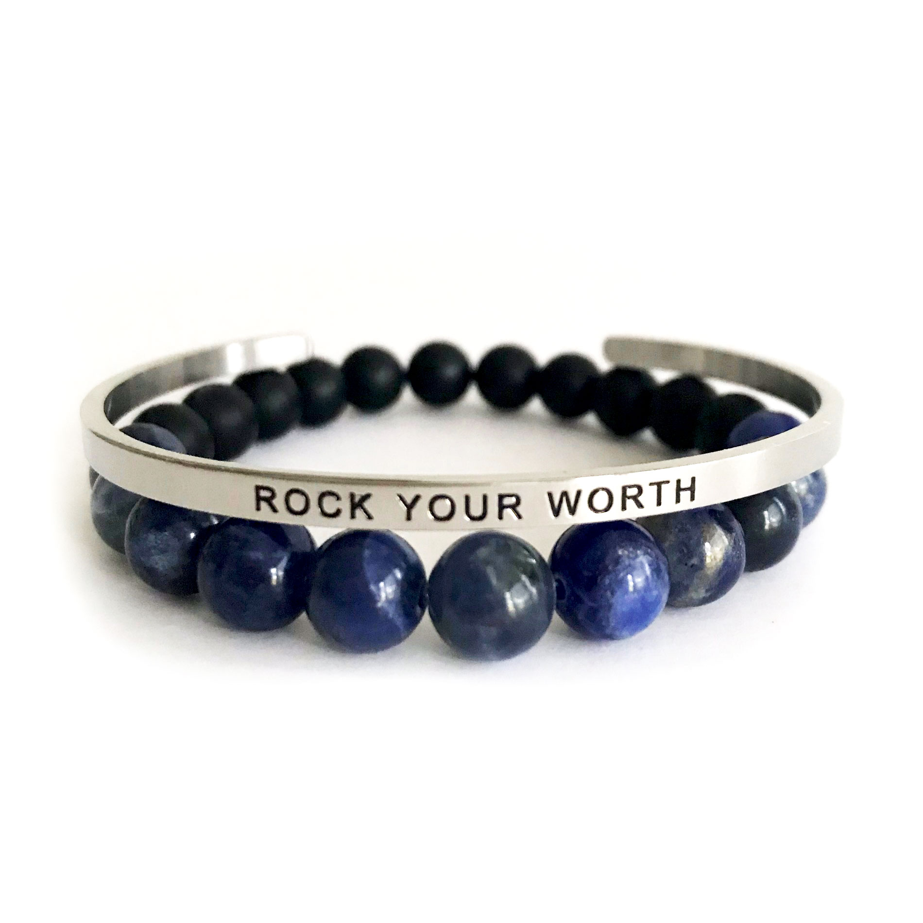 Rock Your Worth 8mm Sodalite & Onyx Bracelet